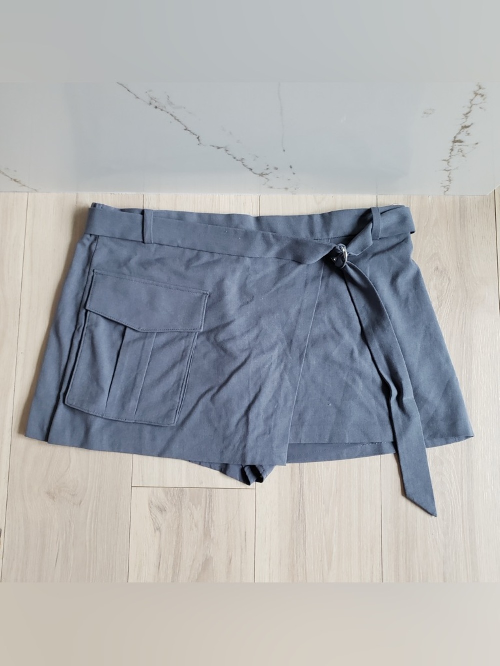 Abercrombie & Fitch Slate Gray Wrap Skort with Belt